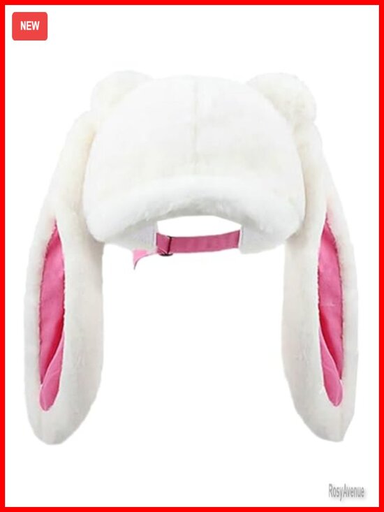 Faux Fur Bunny Ear Beanie Hat With Visor and Adjustable Back main image 4